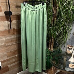 High-Waist Wide Leg Pants in Light Sage Green